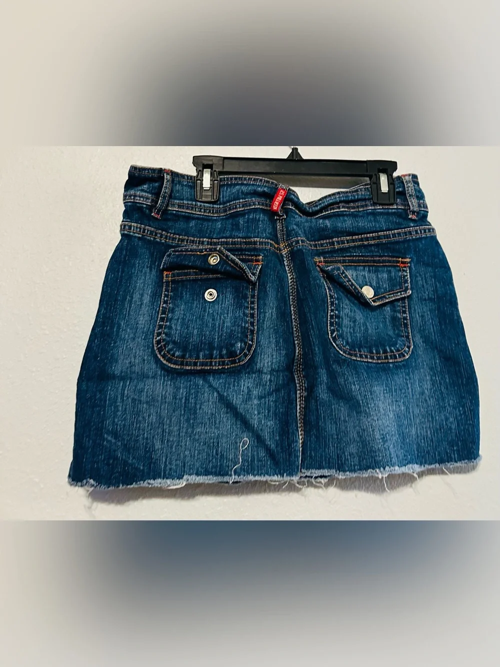 US POLO ASSN girl kid size 9/10 Blue Denim Mini Skirt w/ Front Zipper Pocket
